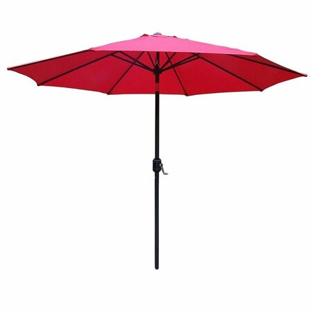 BBQ INNOVATIONS 9 ft. Metal Framed Umbrella with Crank & Tilt System - Red Color Top & Black Pole BB3111196